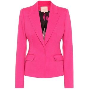 ROKSANDA ILINCIC Camelia Bright Pink VARONA Wool Stretch Blazer Jacket 12US 16UK
